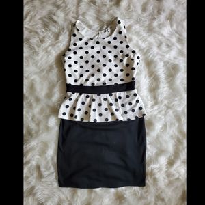 Polka dot peplum dress